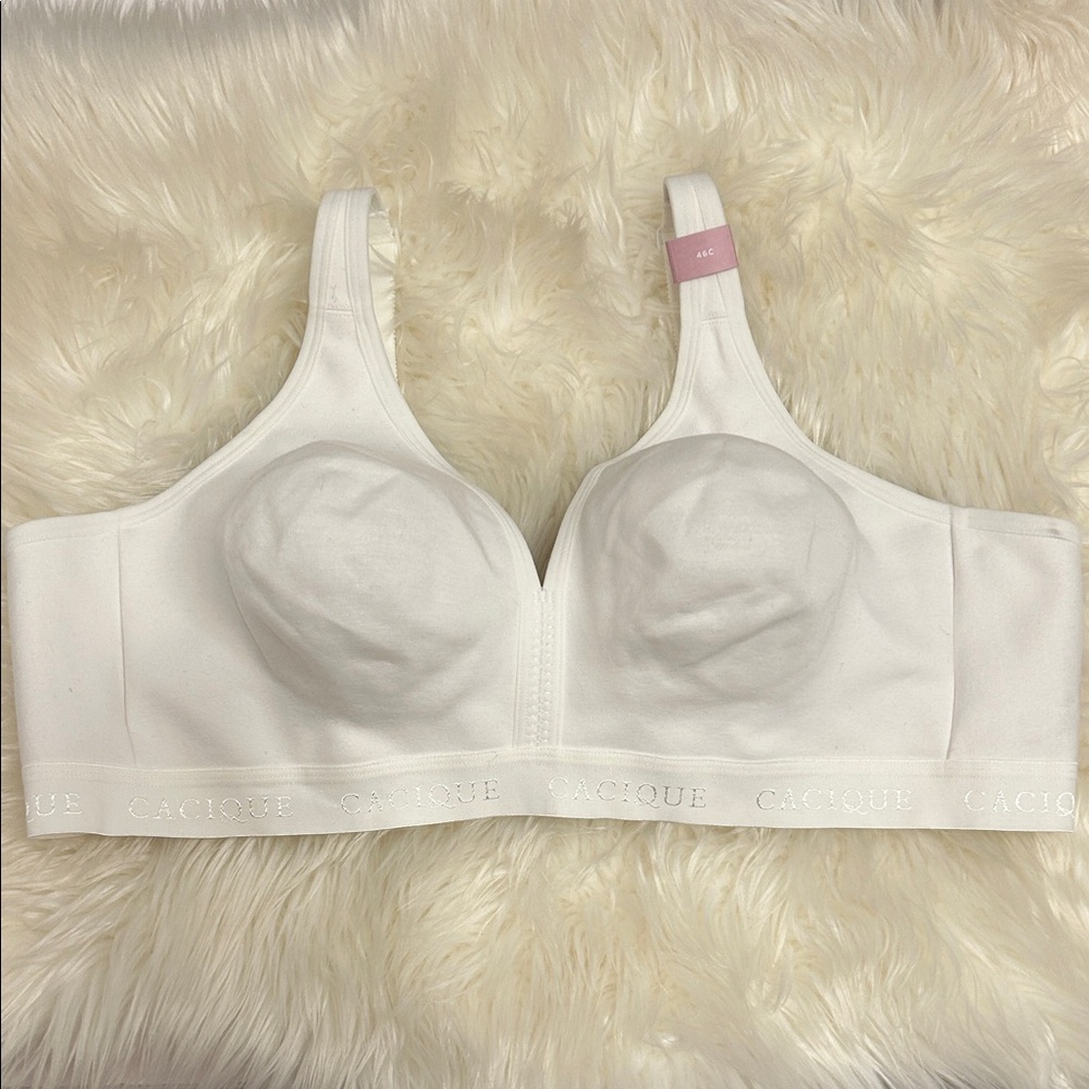 New! Cacique Cotton Unlined Full Coverage No-Wire Bra 46C